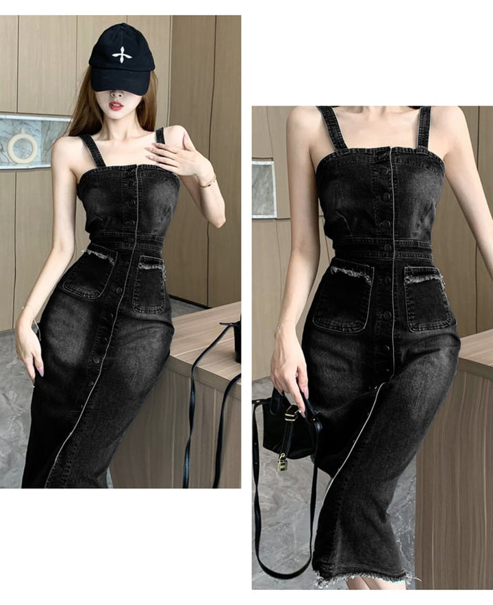 【dress】デニムサロペットワンピース　M24636