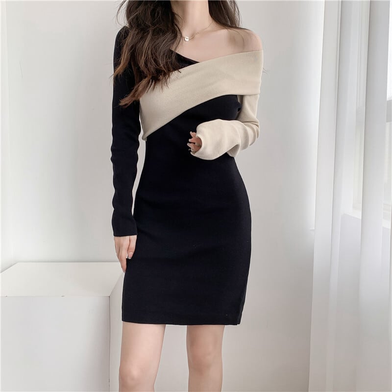 【dress】女子力アップエレガントニットワンピース　M17564