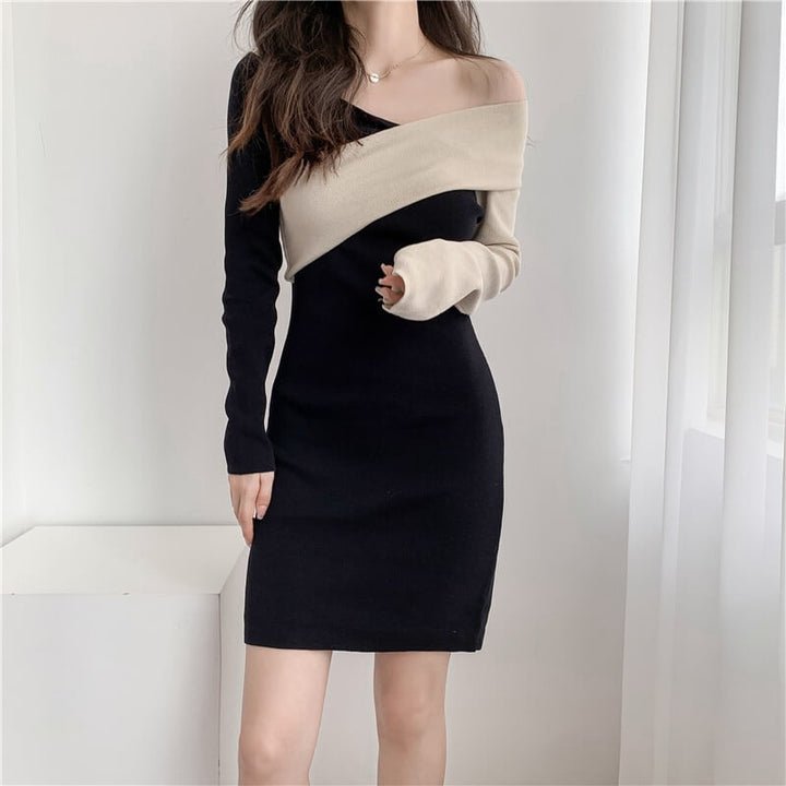 【dress】女子力アップエレガントニットワンピース　M17564