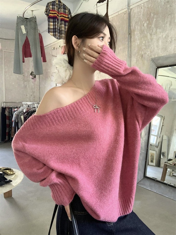 【tops】オフショルダーニットセーター　M26982