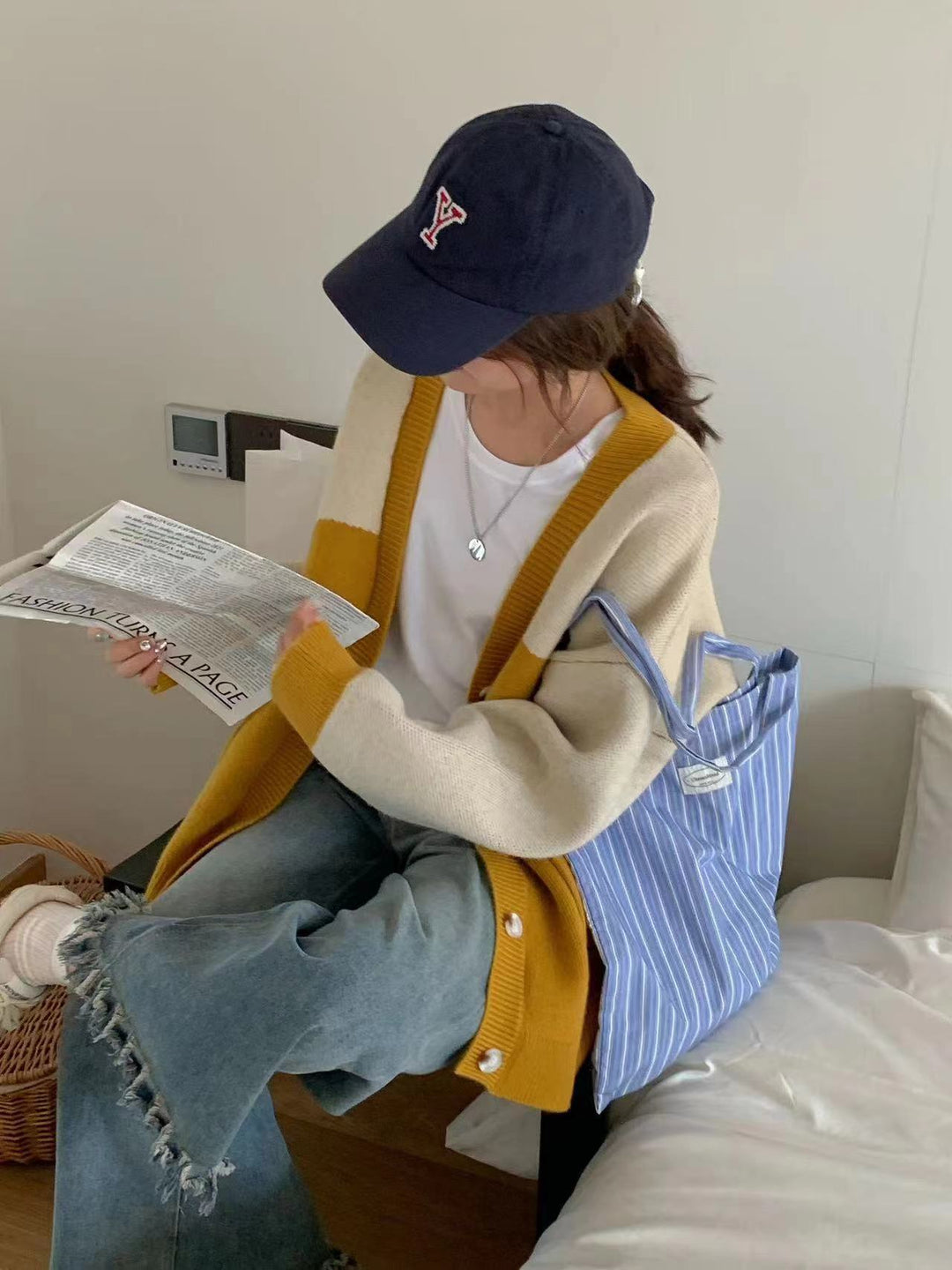 【outer】Vネックニットカーデ　M26299