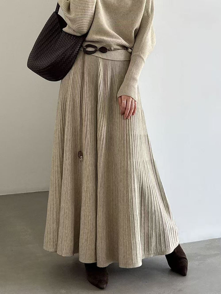 【set】ニットトップス×ロングスカートセット  K0655