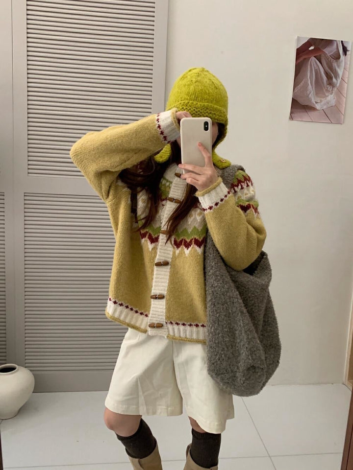 【outer】ジャカードニットカーデ　M27110