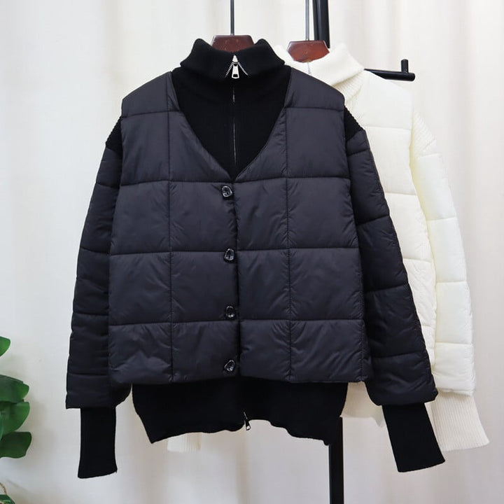 【set】棉ベスト×切り替えニットカーデセット　M27169