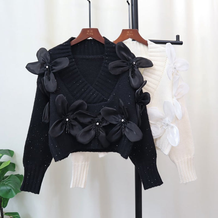 【tops】立体フラワーニットセーター　M26762