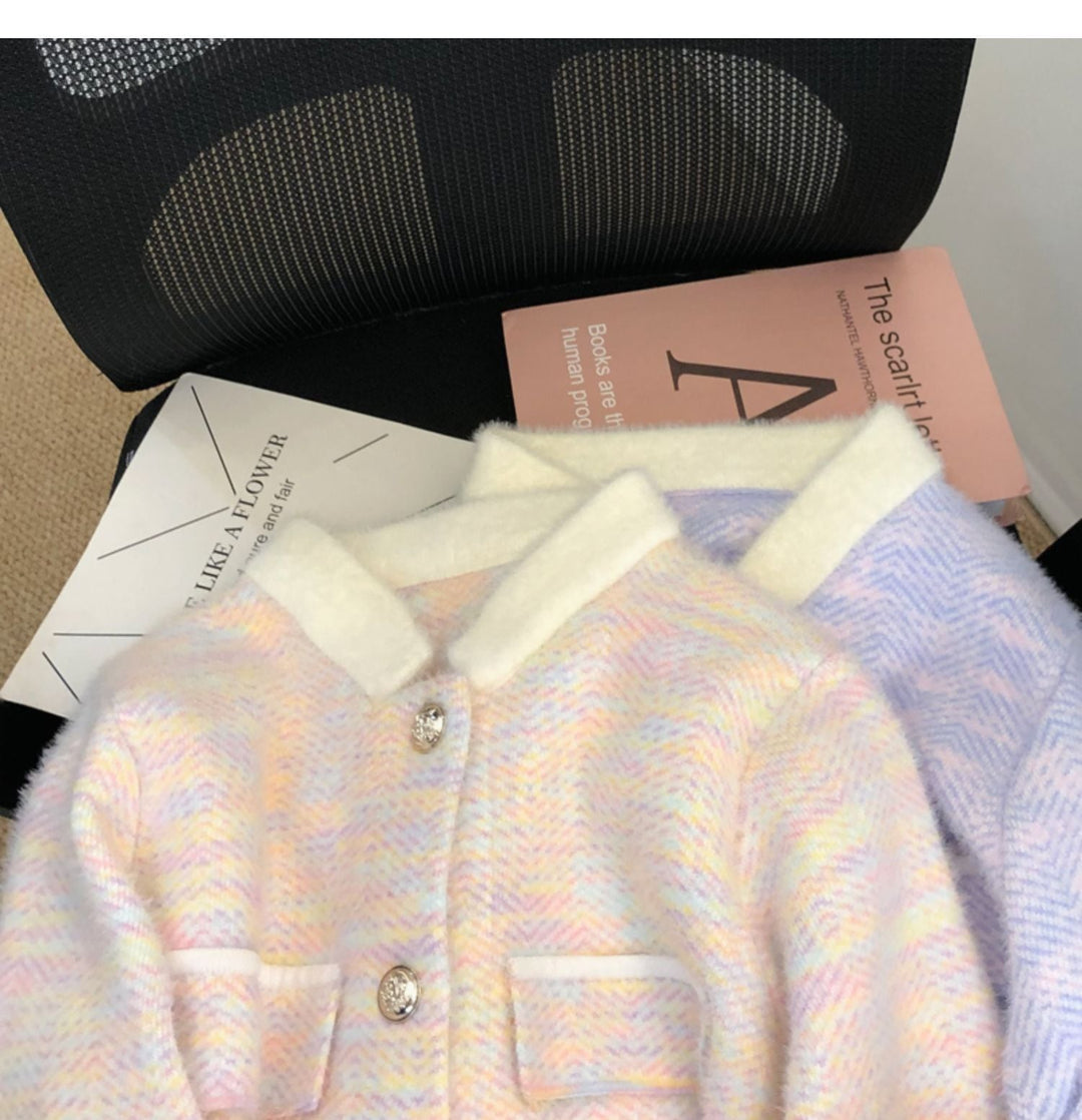 【outer】POLOネックボタンデザインニットジャケット　M17771