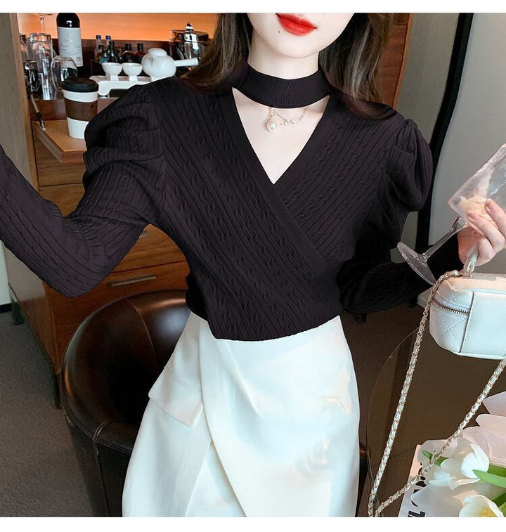 【tops】パフスリーブニットトップス　M18687
