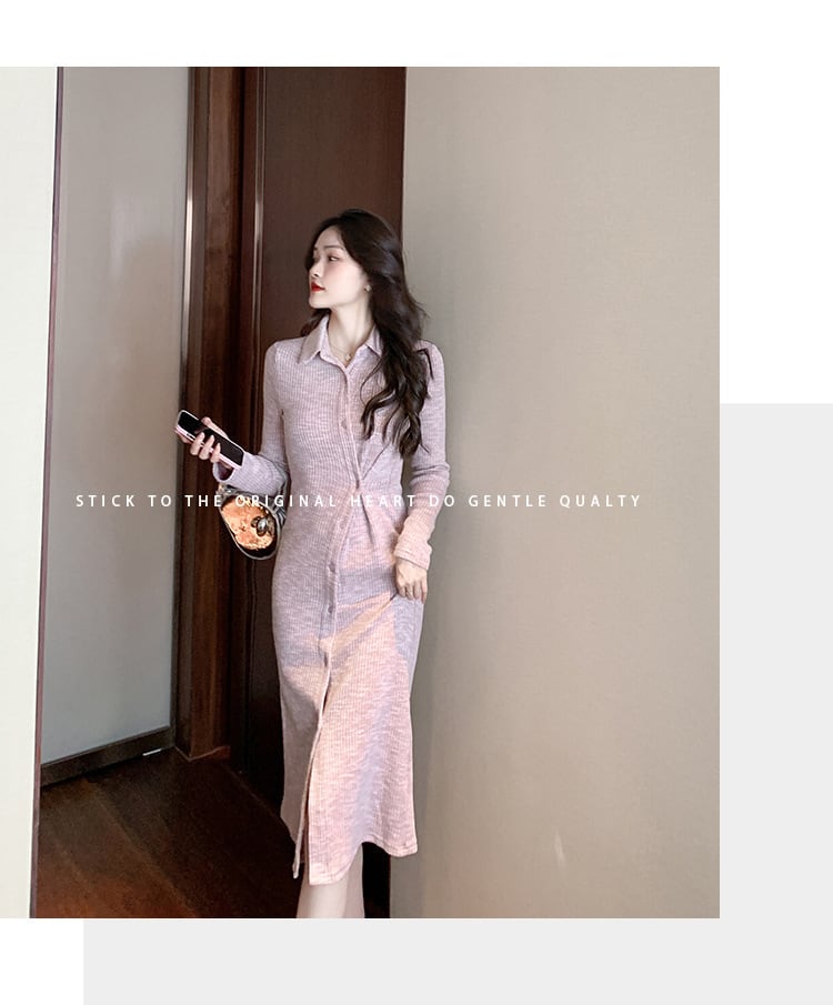 【dress】ボタンデザインニットワンピース　M17994
