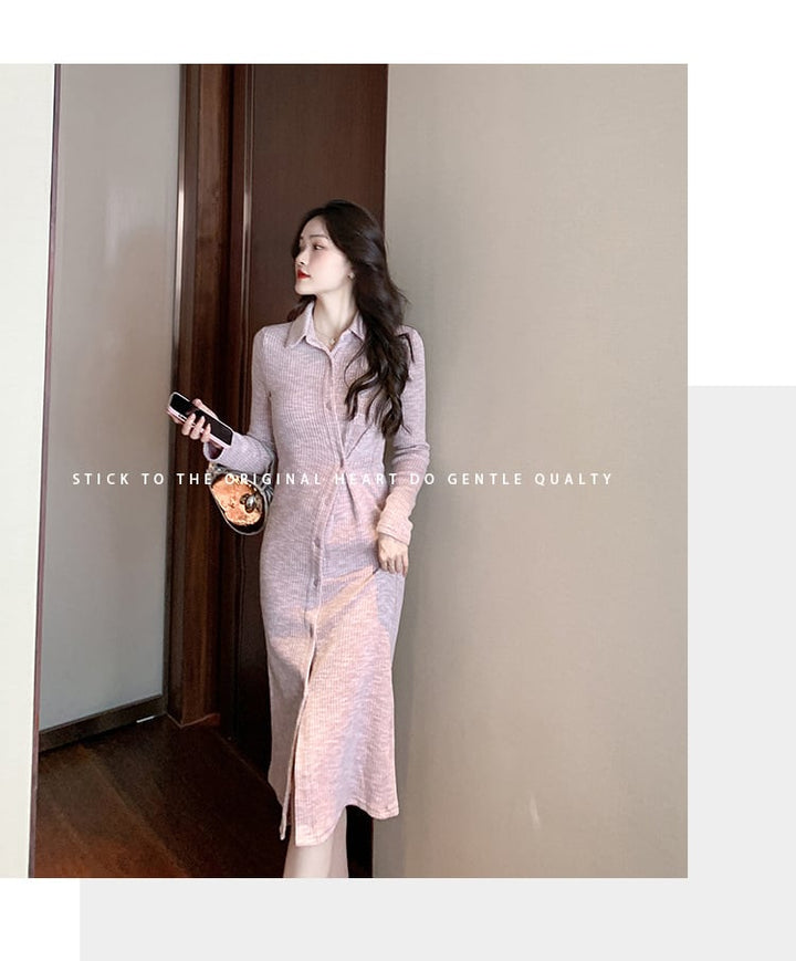 【dress】ボタンデザインニットワンピース　M17994