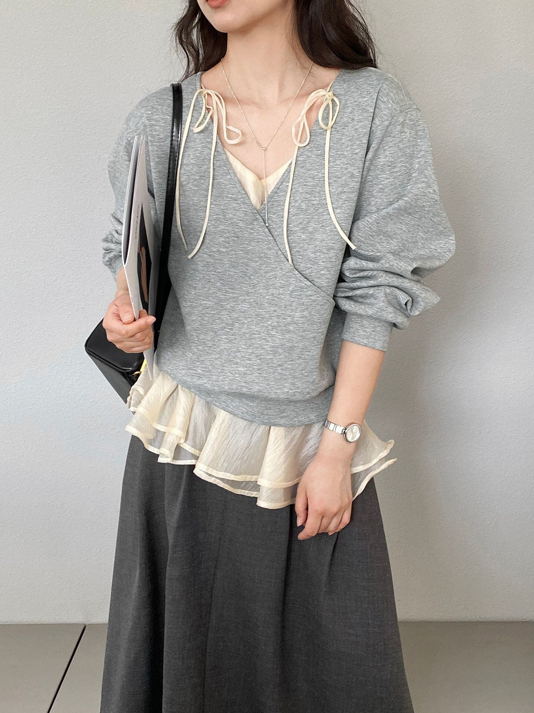 【tops】フェイクレイヤードトップス Q8246