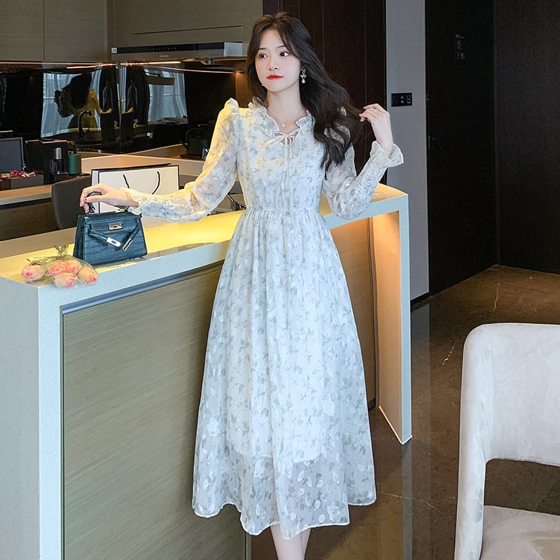 【dress】早い者勝ちVネック一目惚れ清新花柄ワンピース　M17030