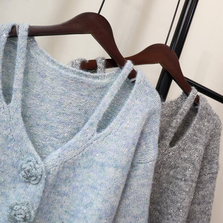 【outer】スパンコールニットカーデ　M28589