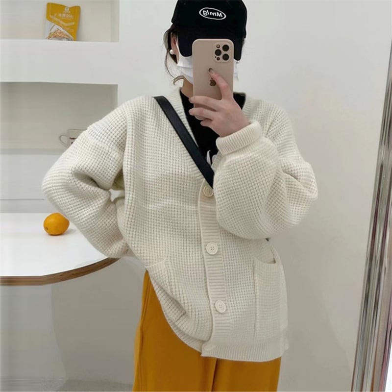 【outer】Vネックアウトポケットカーディガン　M17851