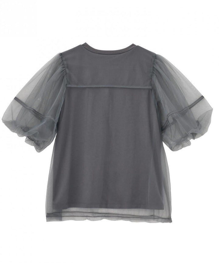 【tops】チュールコンビTシャツ　M30196