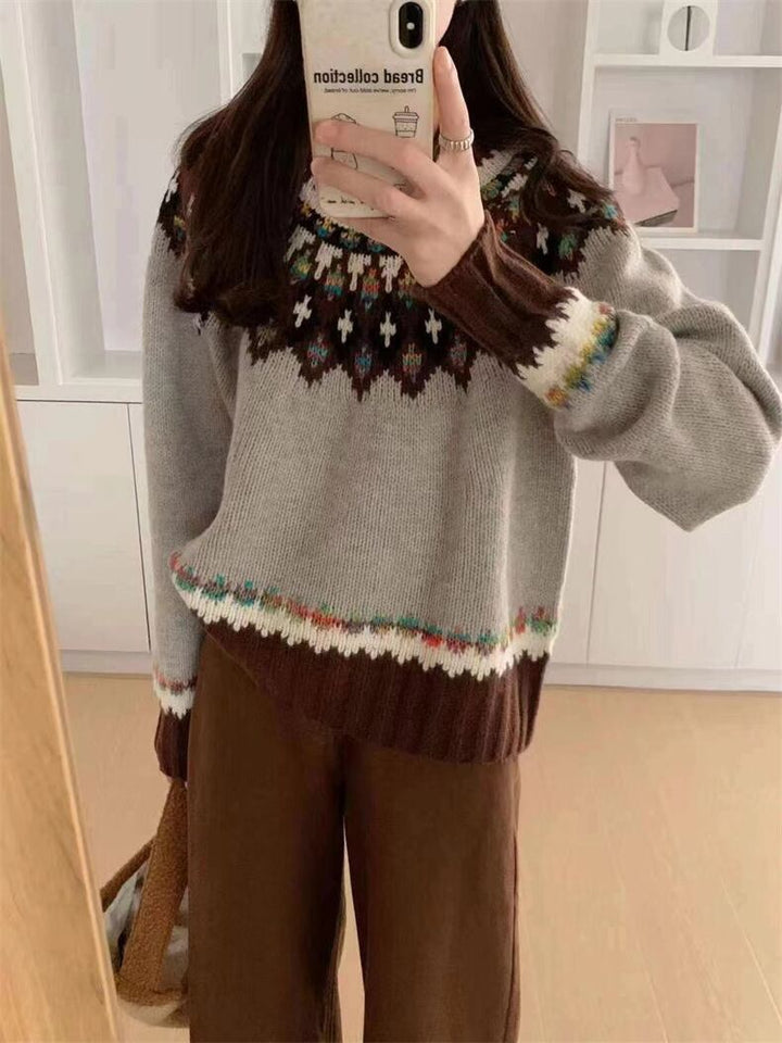 【tops】ジャカードニットセーター　M27138
