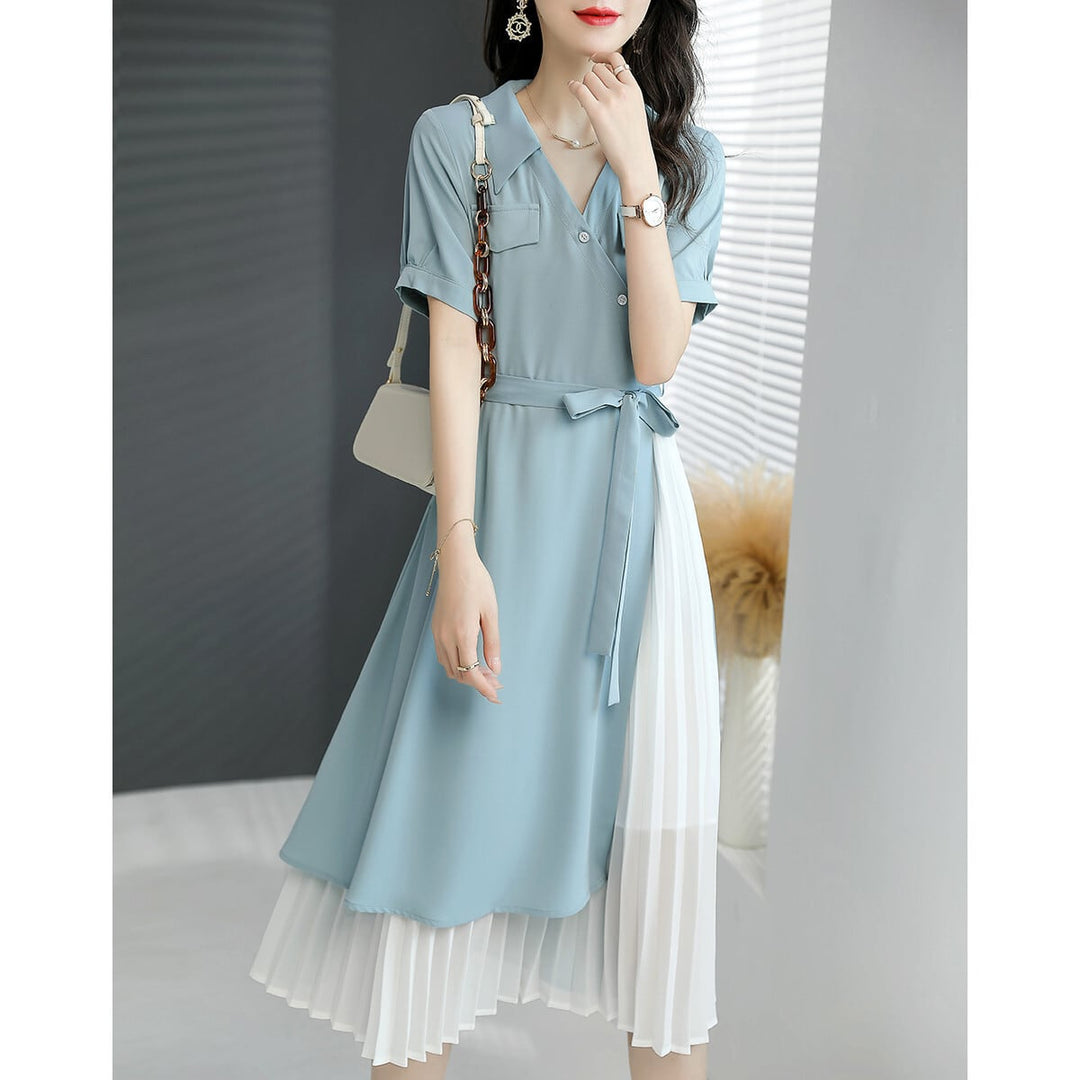【dress】女子力アップエレガント切り替えシャツワンピース　M16971
