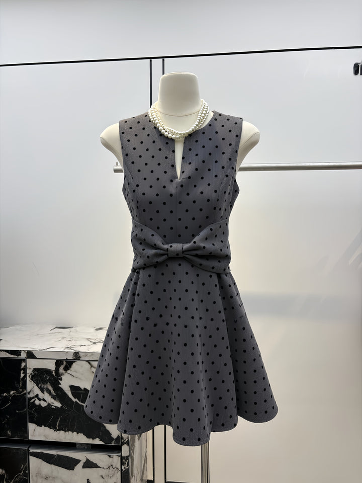 【dress】リボンドット柄ミニワンピース　N3586