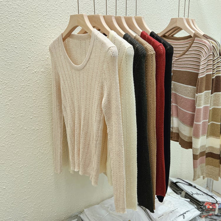 【tops】カットワークニットトップス　M26513