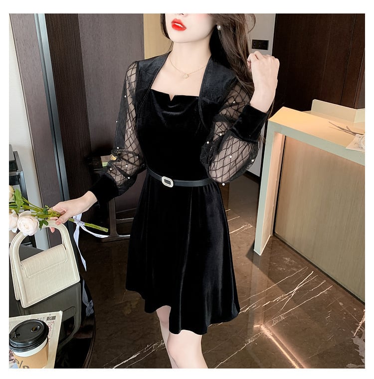 【dress】女子力アップエレガント切り替えデートワンピース　M17605