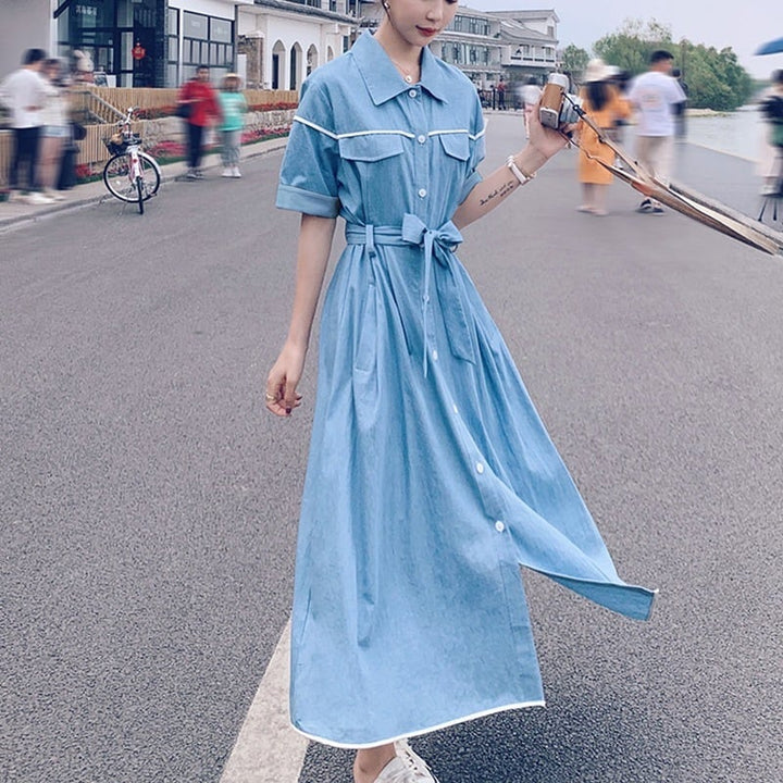 【dress】人気上昇中 ファッションデニムシャツワンピース　M16996