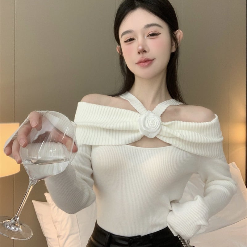 【tops】オフショルダーニットトップス　M26734