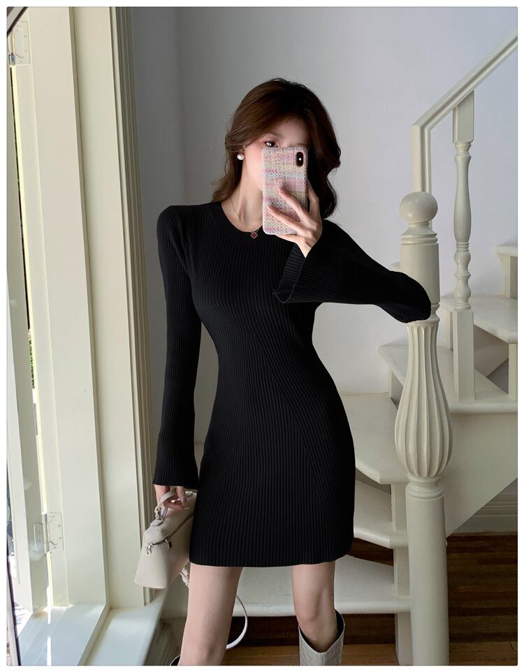 【dress】フレアスリーブニットワンピース　M28209