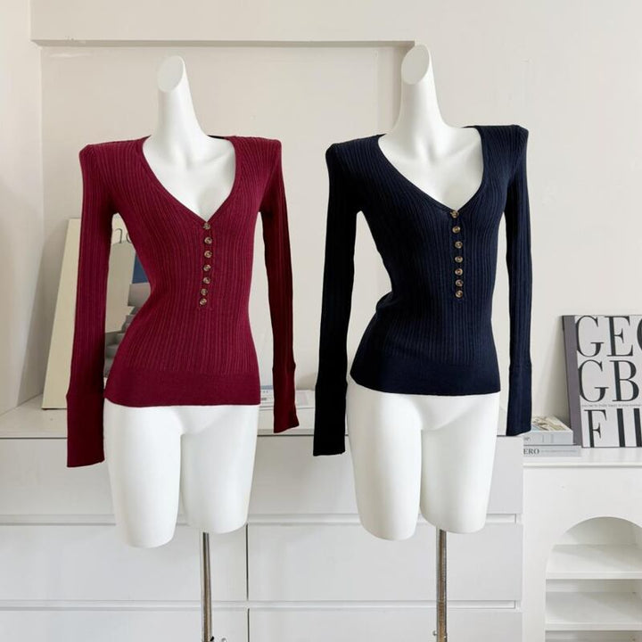 【tops】Vネックニットトップス Q7820