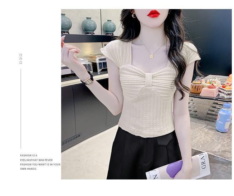 【tops】女子力アップエレガントTシャツ着心地良い　M17340