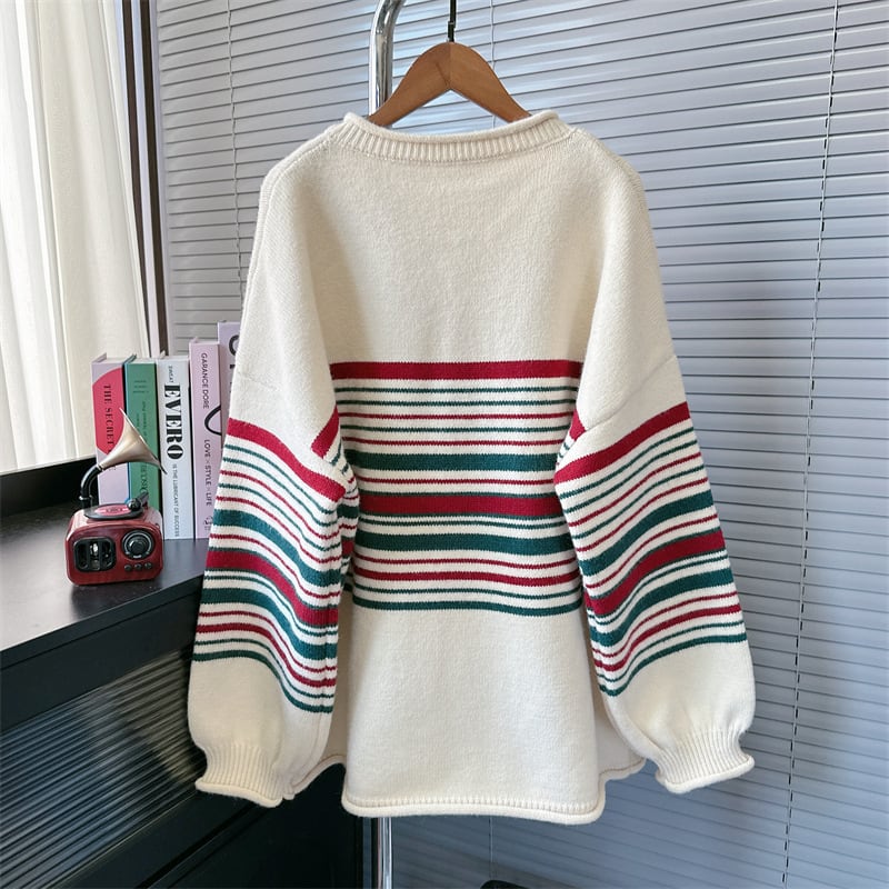【outer】ボーダー柄ニットカーデ　M26494