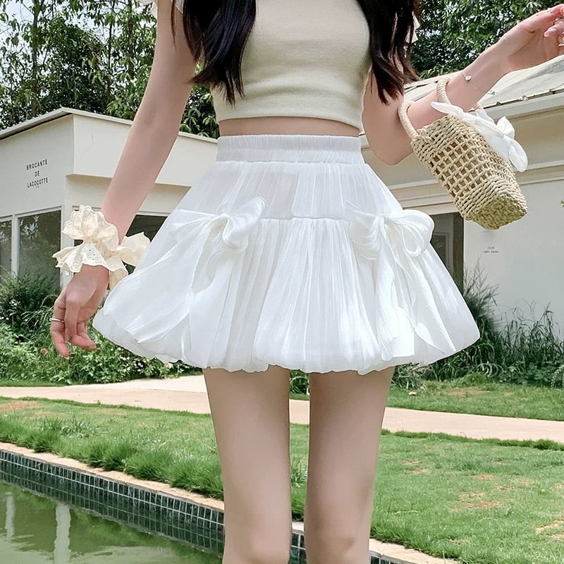 【bottoms】リボン付きバルーンスカート Q8239