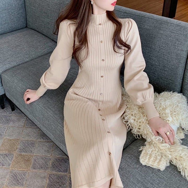 【dress】ボタンデザインニットワンピース　M26867