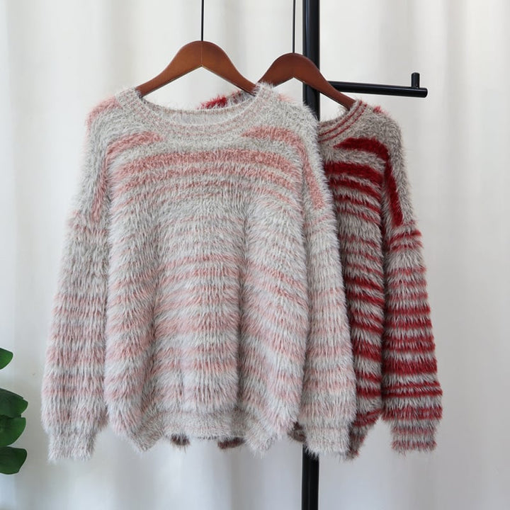 【tops】ボーダー柄ニットセーター　M26865