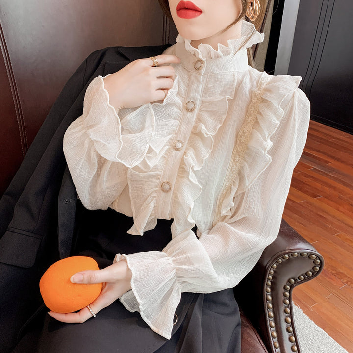 【tops】人気アイテム ! エレガントフリルシャツトップス　M17299