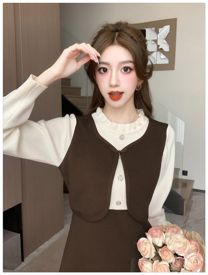 【dress】ドッキングニットワンピース　M18711