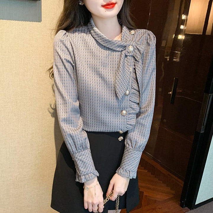 【tops】チェック柄シャツトップス　M25345