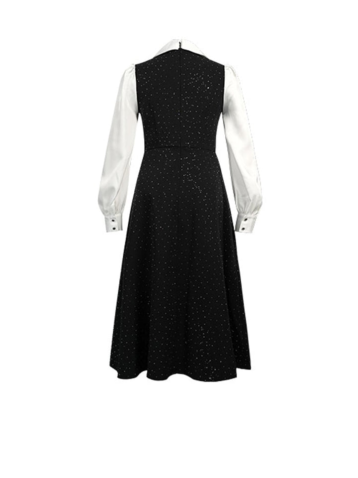 【dress】ラインストーン付きフリルロングワンピース Q7970