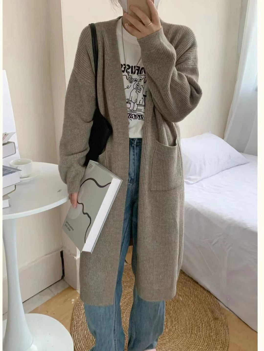【outer】ロング丈ニットカーデ　M19145