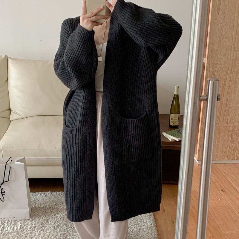 【outer】ロング丈Vネックニットカーディガン　M17819