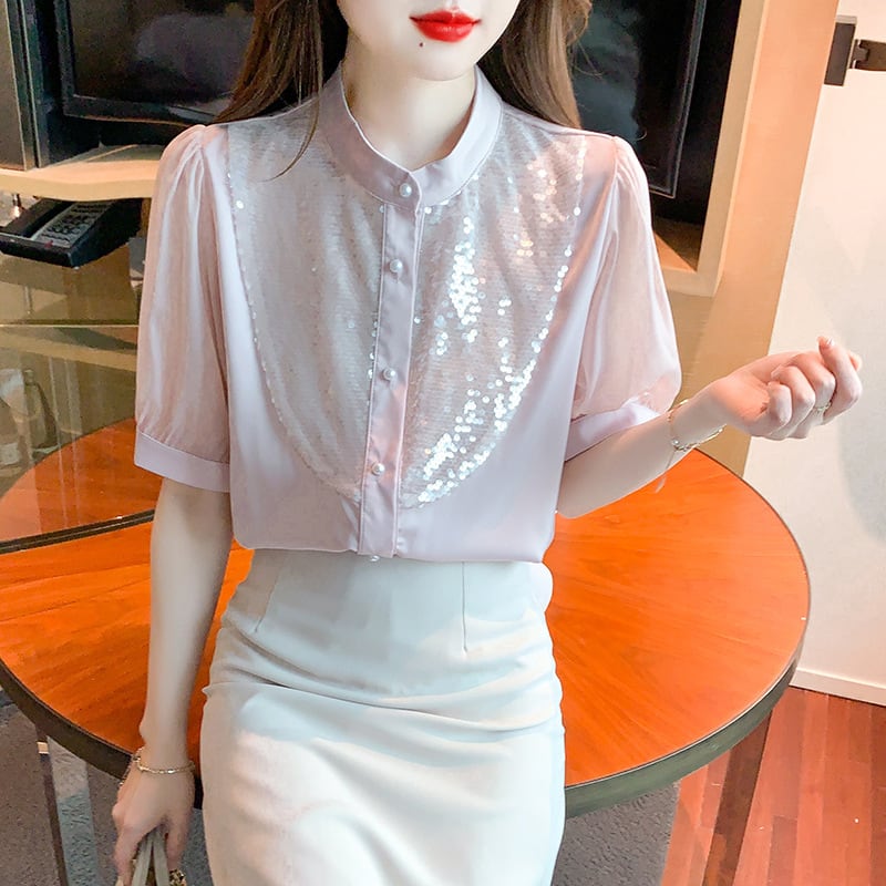 【tops】存在感 スウィートオシャレシャツトップス　M16788
