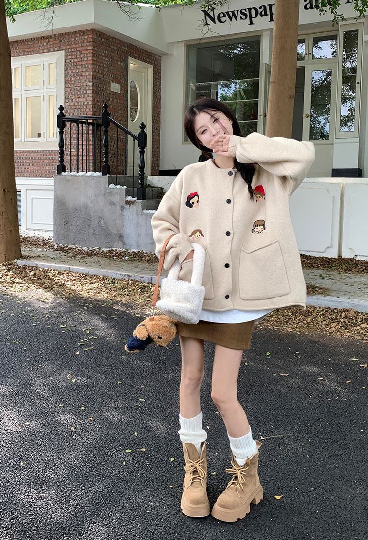 【outer】クルーネックニットカーデ　M19183