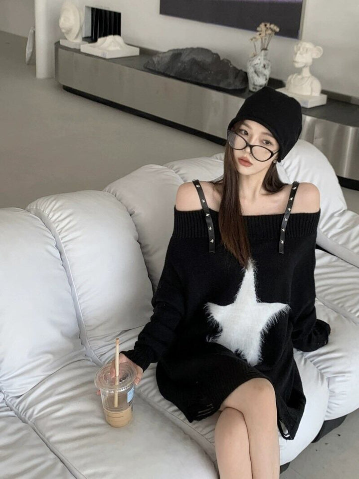 【dress】オフショルダーニットワンピース 　N2154