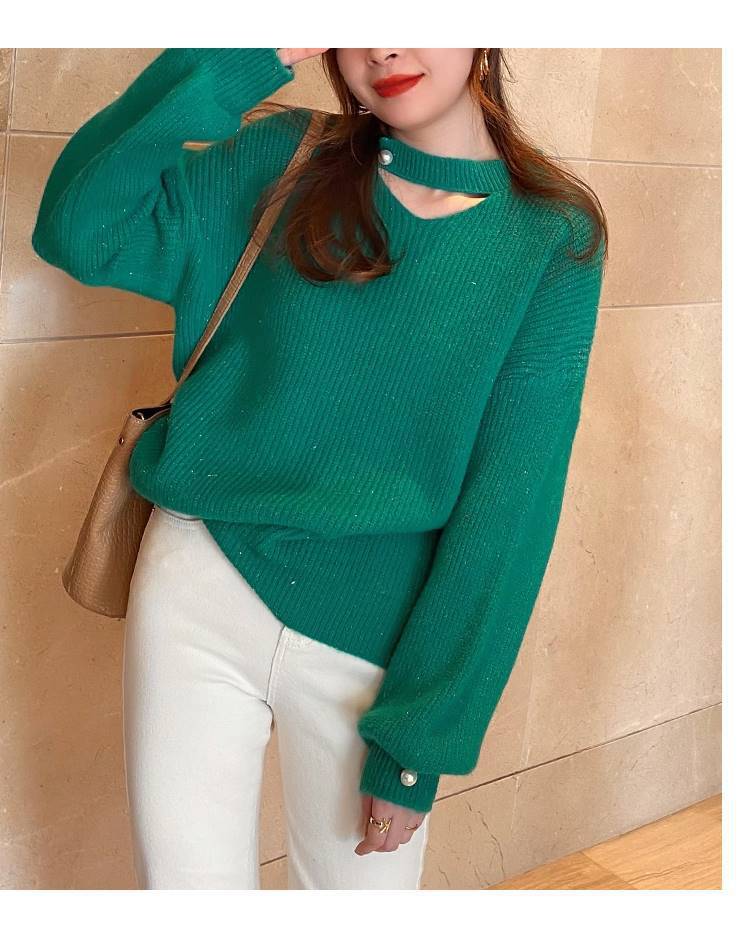 【tops】カットワークニットセーター　M18336