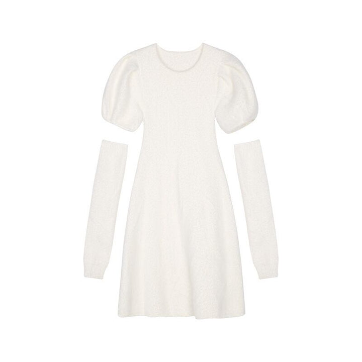 【dress】アームカバー付きニットワンピース　M27717