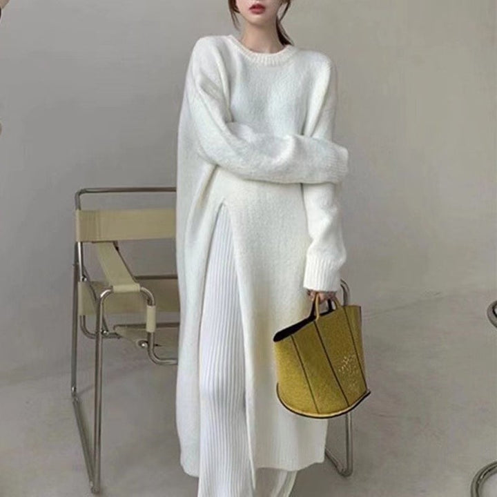 【dress】スリット無地ニットワンピース　M18038