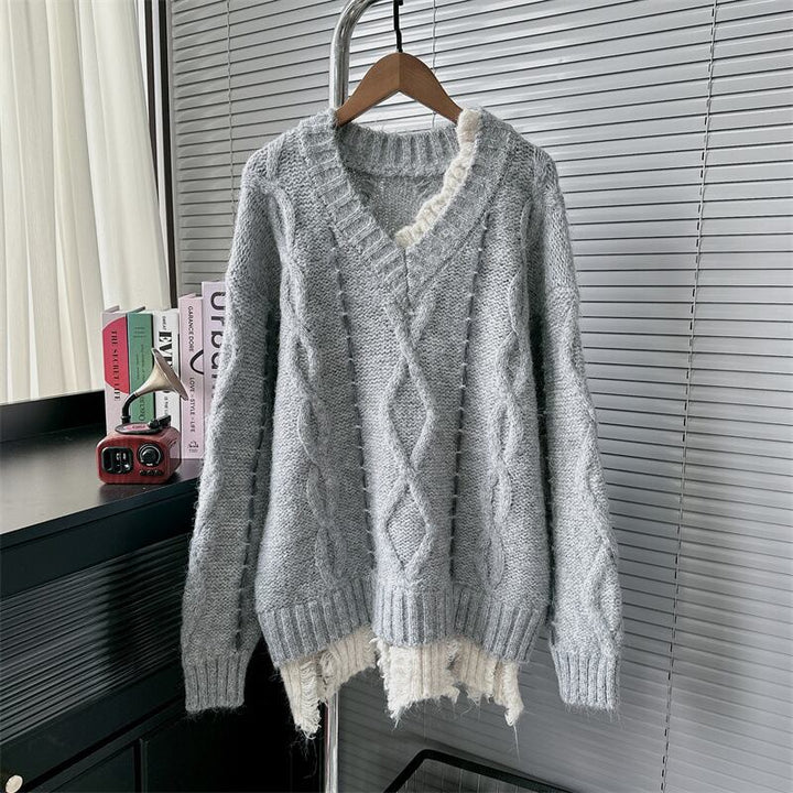 【tops】切り替えニットセーター　M28087