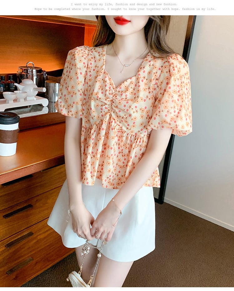 【tops】人気アイテム ! スウィート一目惚れ花柄トップス　M17163
