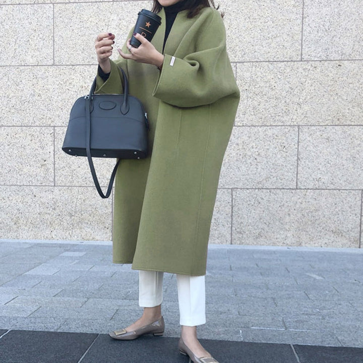 【outer】Vネックカラーコート　M17911