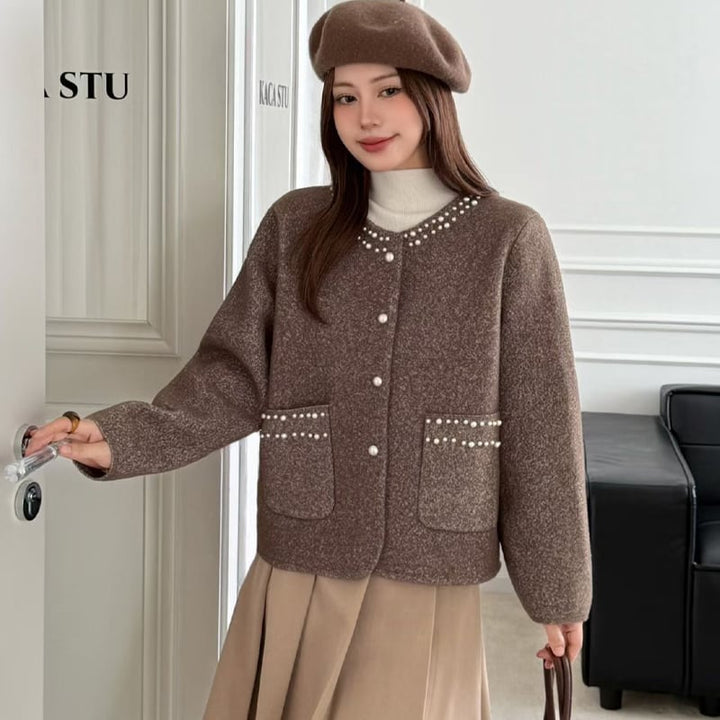 【outer】パール付きコート Q7012