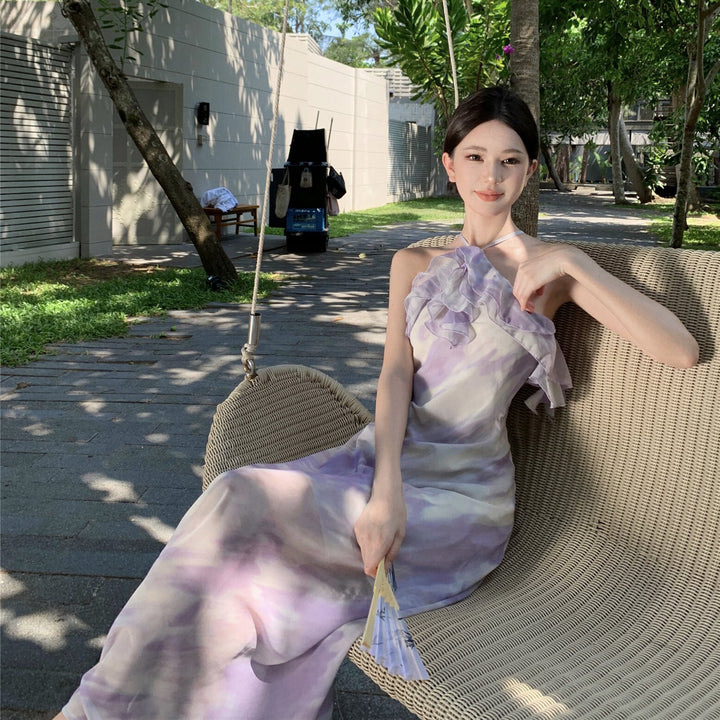 【dress】フリルプリントワンピース　M25208