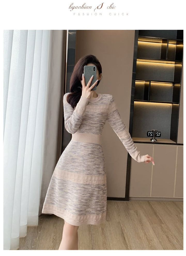【dress】ハイウエストニットワンピース　M18256